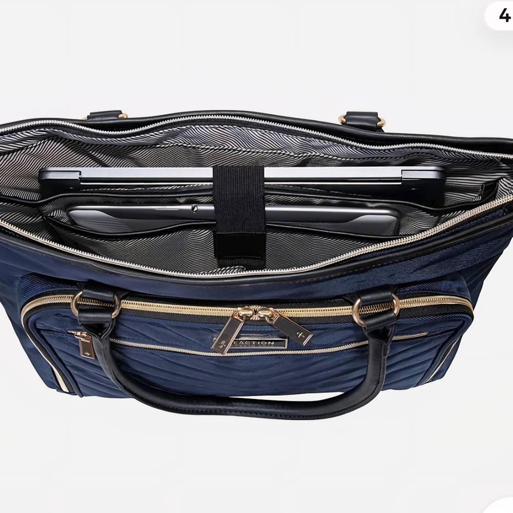 Kenneth Cole Reaction Navy Quilted Chevron Tote - Picture 5 of 10